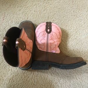 Justin Gypsy Cowgirl Boots Brown and Pink Size 5B